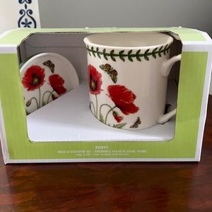 Botanic Garden Ceramic Poppy Mug & Coaster Set
